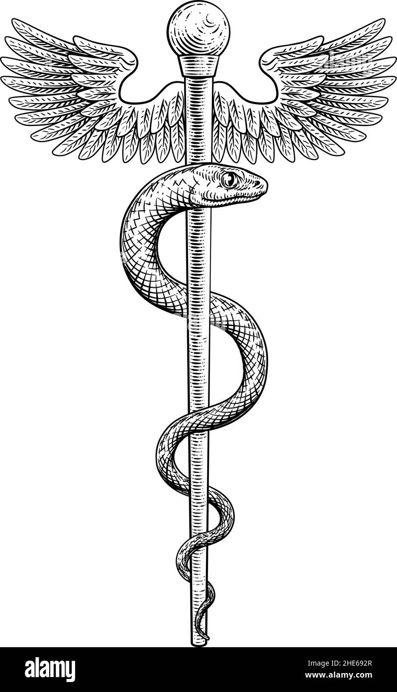 Symbole de serpent médical vintage de la tige d'Asclepius Illustration de Vecteur