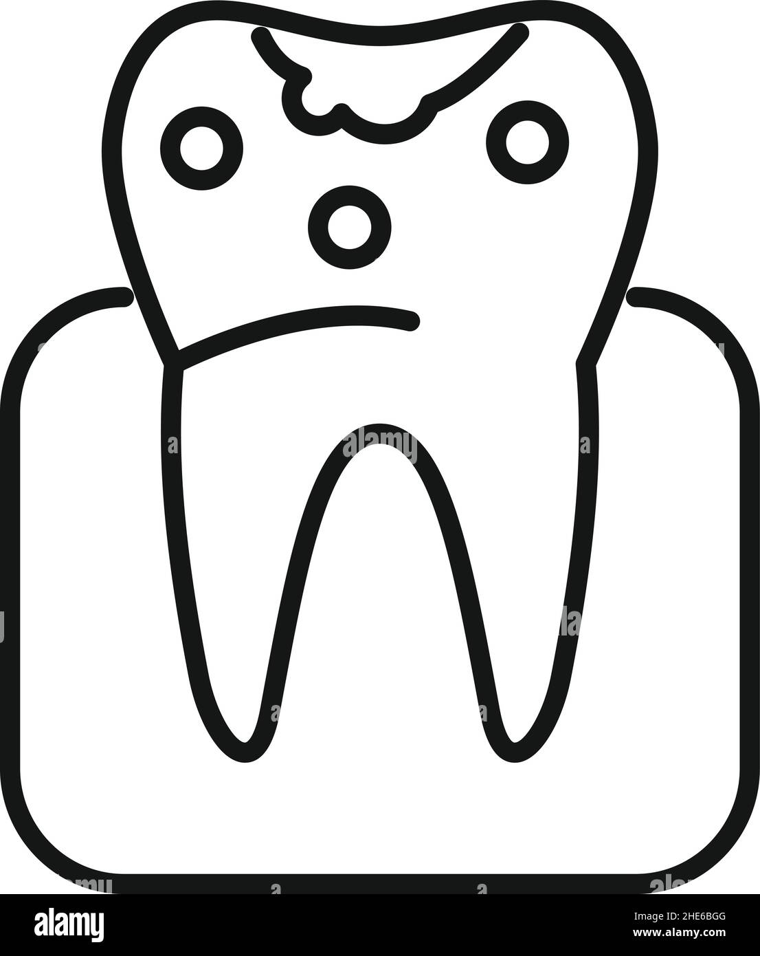 Vecteur de contour de l'icône de la maladie des dents.Amygdale de la gorge.Anatomie de la bouche Illustration de Vecteur