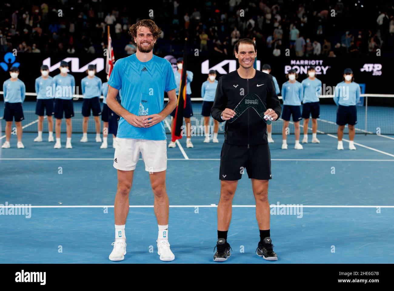 RAFAEL NADAL (ESP) bat Maxime Cressy (Etats-Unis) le dimanche 2022 janvier, Melbourne Park Banque D'Images