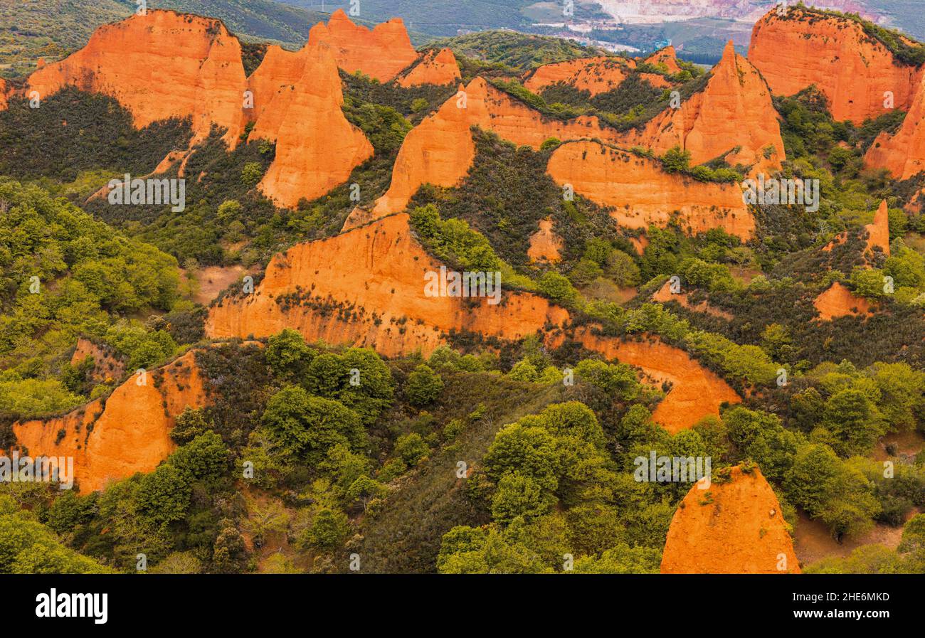 Las Médulas, province de Leon, Castille et Leon, Espagne. L'or romain site minier de Las Médulas est un UNESCO World Heritage Site. La zone a été exploiter Banque D'Images