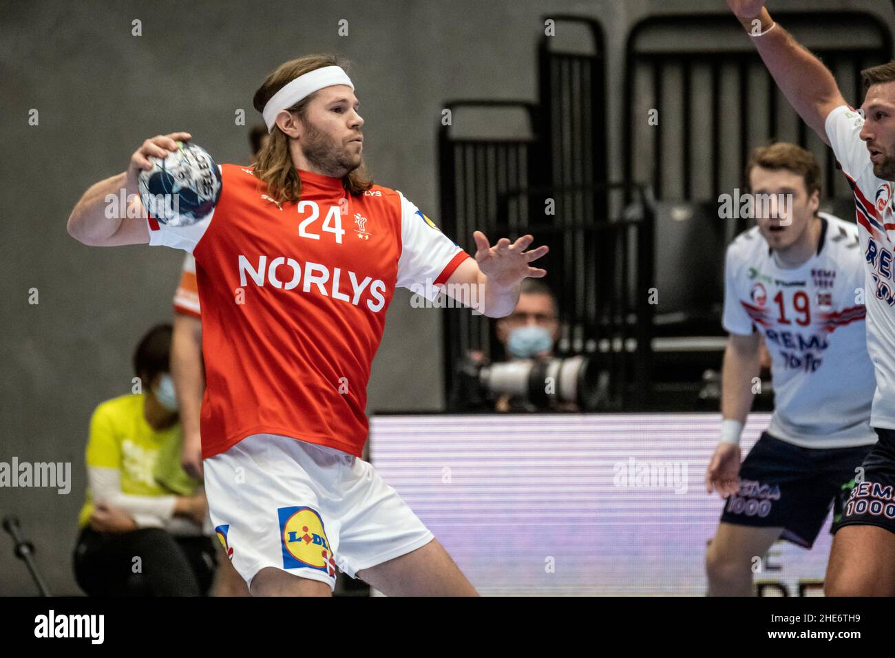 Hillerod, Danemark.08th janvier 2022.Mikkel Hansen (24) du Danemark vu dans le match de handball d'essai entre le Danemark et la Norvège à la scène royale à Hillerod.(Crédit photo : Gonzales photo/Alamy Live News Banque D'Images