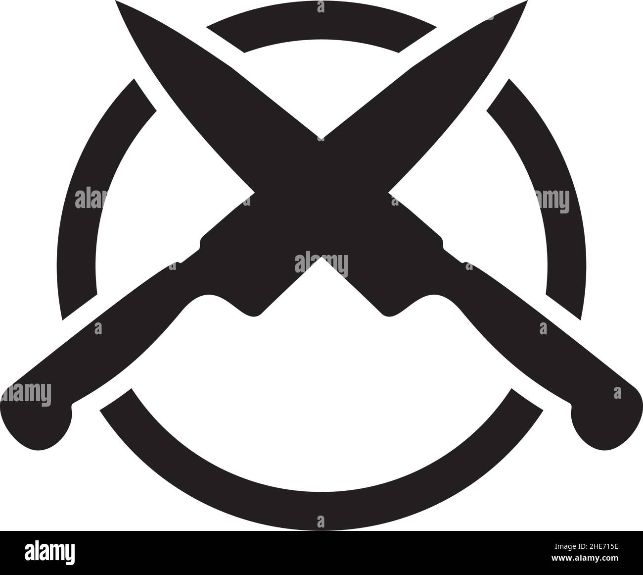 Emblème de boucher classique avec logo vectoriel de couteau croisé Illustration de Vecteur