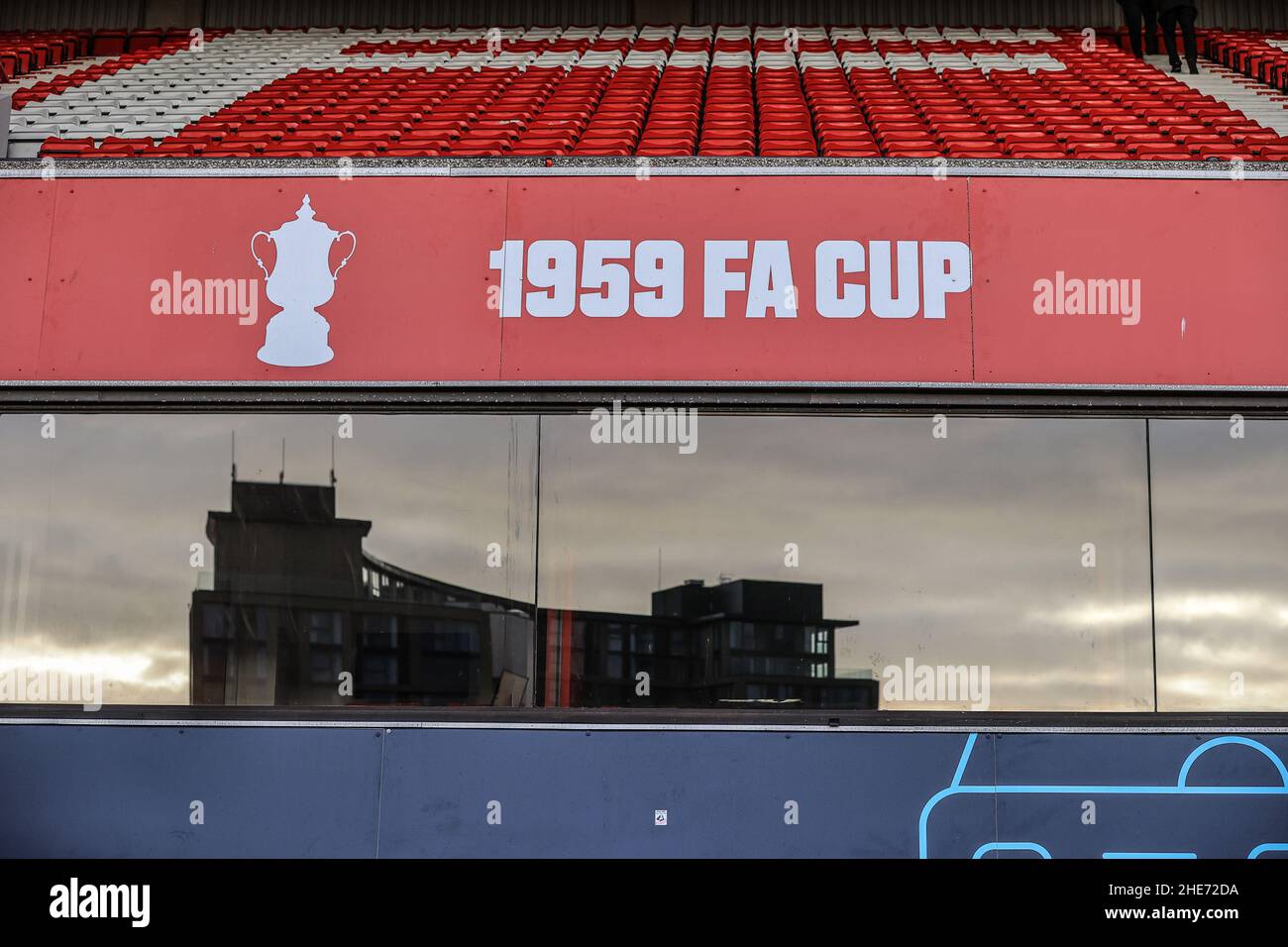 Nottingham, Royaume-Uni.09th janvier 2022.Logo des gagnants de la coupe FA 1959 au City Ground de Nottingham, Royaume-Uni, le 1/9/2022.(Photo de Mark Cosgrove/News Images/Sipa USA) crédit: SIPA USA/Alay Live News Banque D'Images