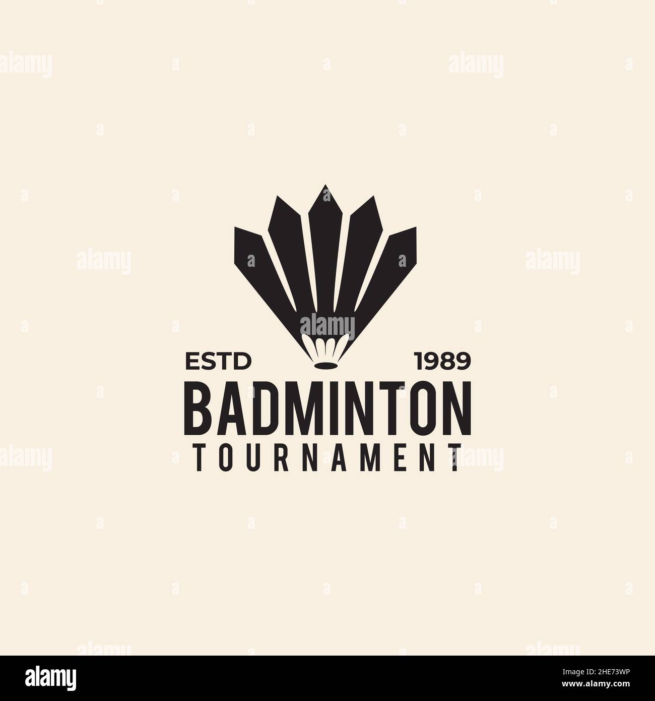 Logo vectoriel de tournoi de badminton avec icône de shuttlecock Illustration de Vecteur