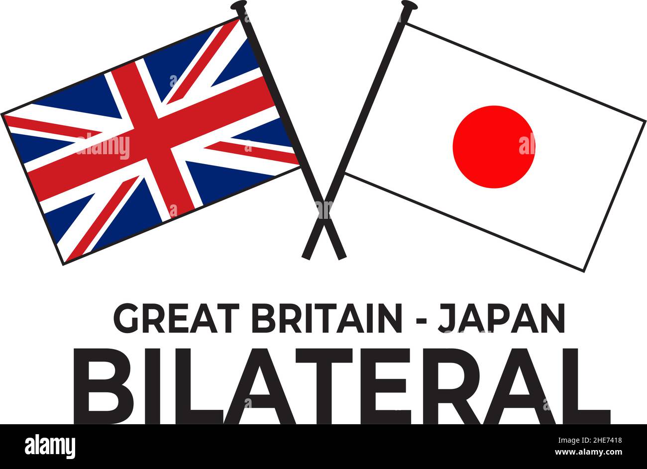 Grande-Bretagne Japon relation bilatérale pays drapeau icône vecteur logo design Illustration de Vecteur