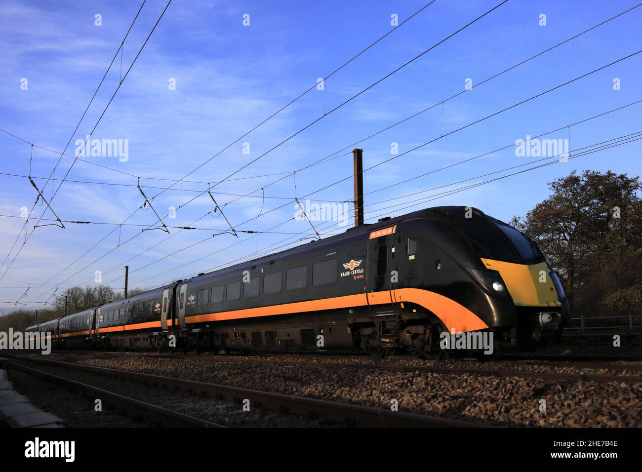180 classe Zephyr, Grand Central trains, East Coast main Line Railway, près du village d'Essendine, comté de Rutland, Angleterre, Royaume-Uni Banque D'Images