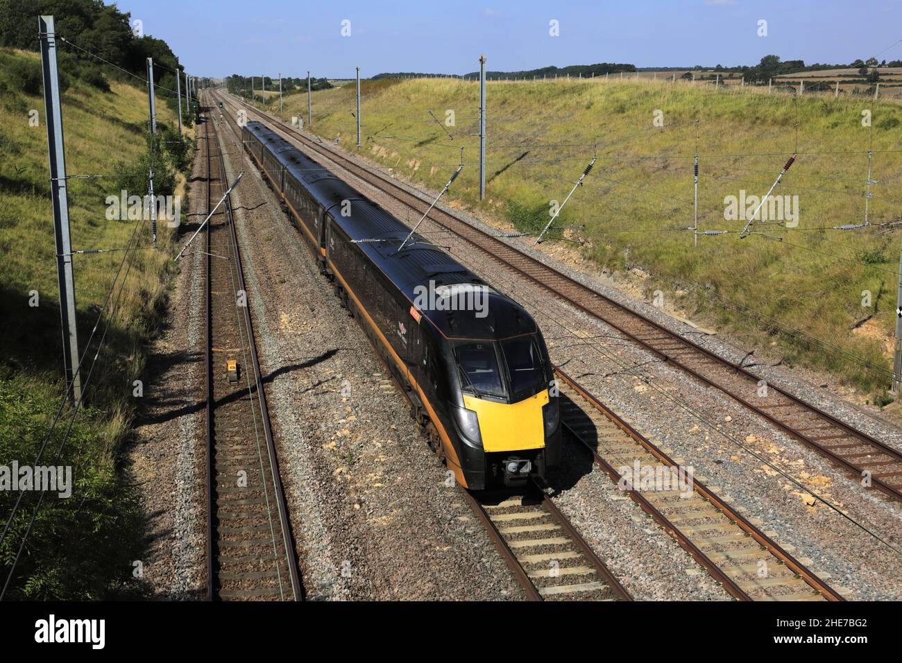 180 classe Zephyr, Grand Central trains, East Coast main Line Railway, près du village d'Essendine, comté de Rutland, Angleterre, Royaume-Uni Banque D'Images