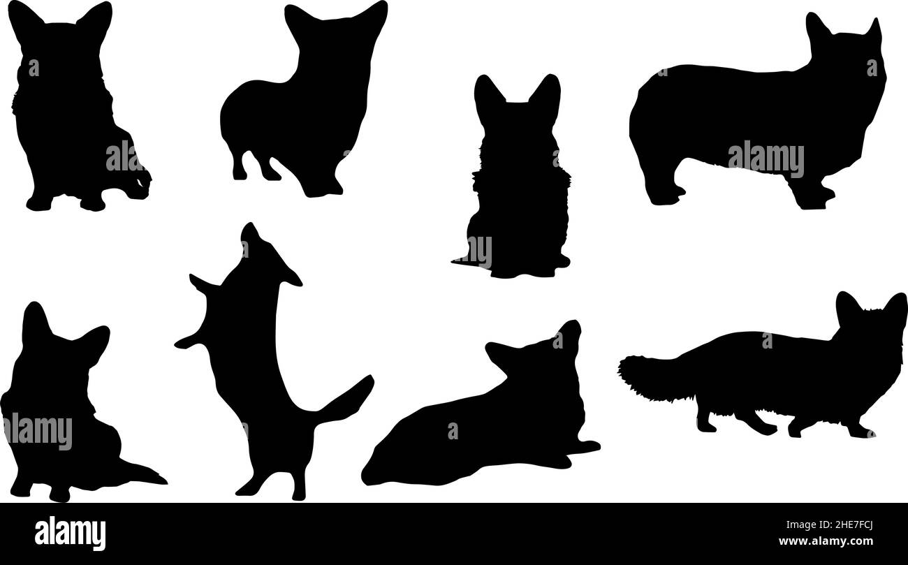 gilet galloise corgi chien silhouette bundle Illustration de Vecteur