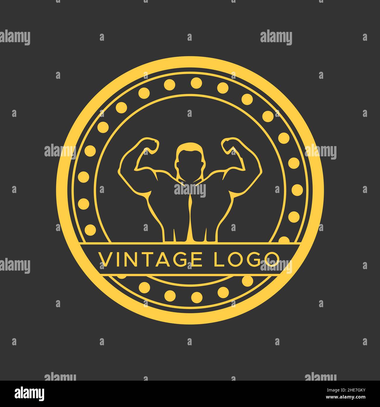 Logo Gym.Vintage Fitness logos.Forme de cercle.Modèle de logo style