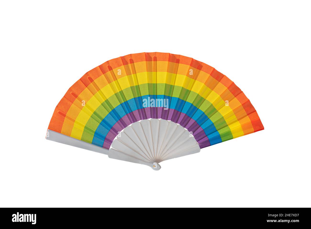 Éventail aux couleurs de fierté gay sur fond blanc Banque D'Images