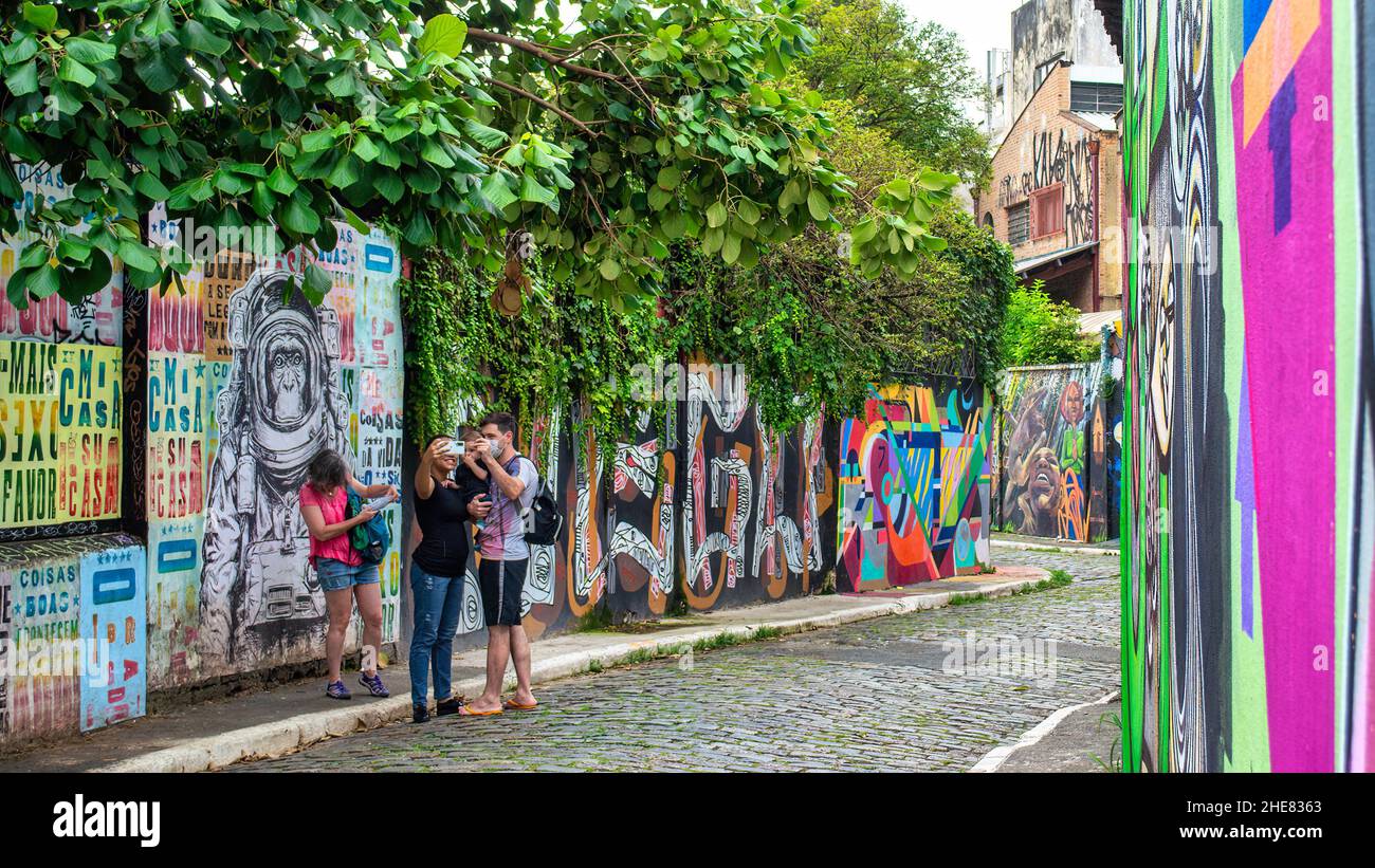 La Batman Alley.Le Beco de Batman est un lieu célèbre et une attraction touristique majeure de la ville. jan.9, 2022 Banque D'Images