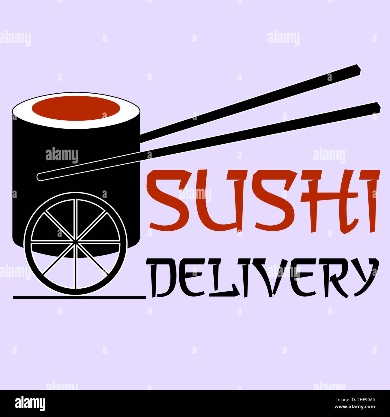 résumé logo de livraison de sushi fait de baguettes de sushi et de roues 1 Illustration de Vecteur