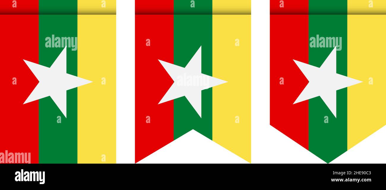 Drapeau du Myanmar ou pennant isolé sur fond blanc.Icône de drapeau de fourmis. Illustration de Vecteur