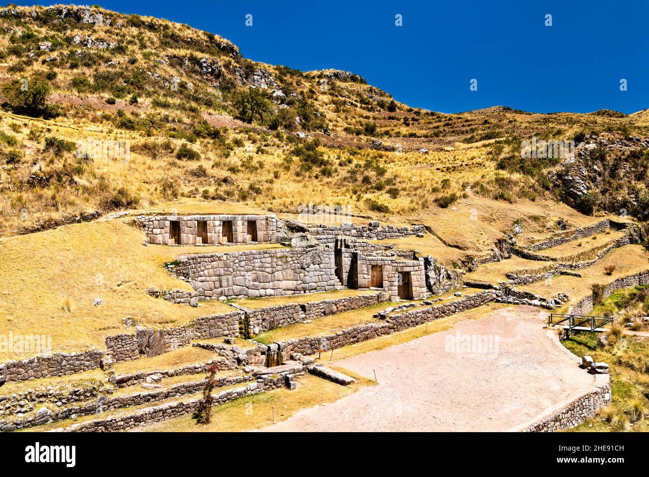 Tambomachay Inca ruines près de Cusco au Pérou Banque D'Images