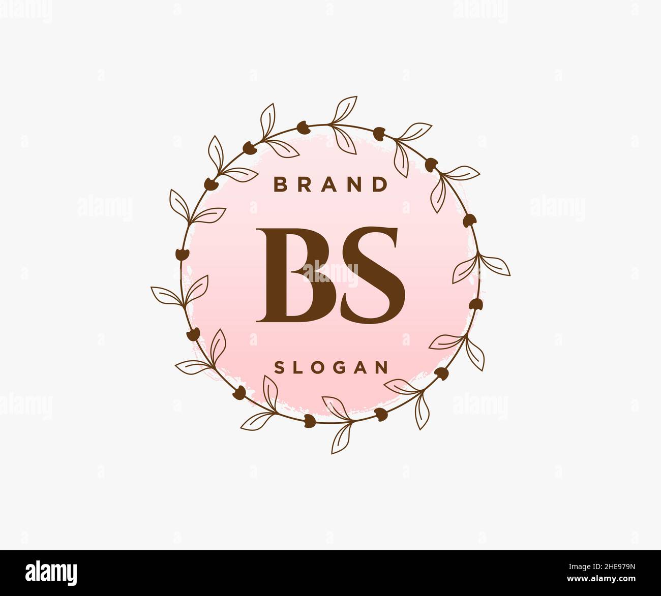 Logo féminin BS.Utilisable pour les logos nature, salon, Spa, cosmétique et Beauté.Elément de modèle de logo Flat Vector. Illustration de Vecteur
