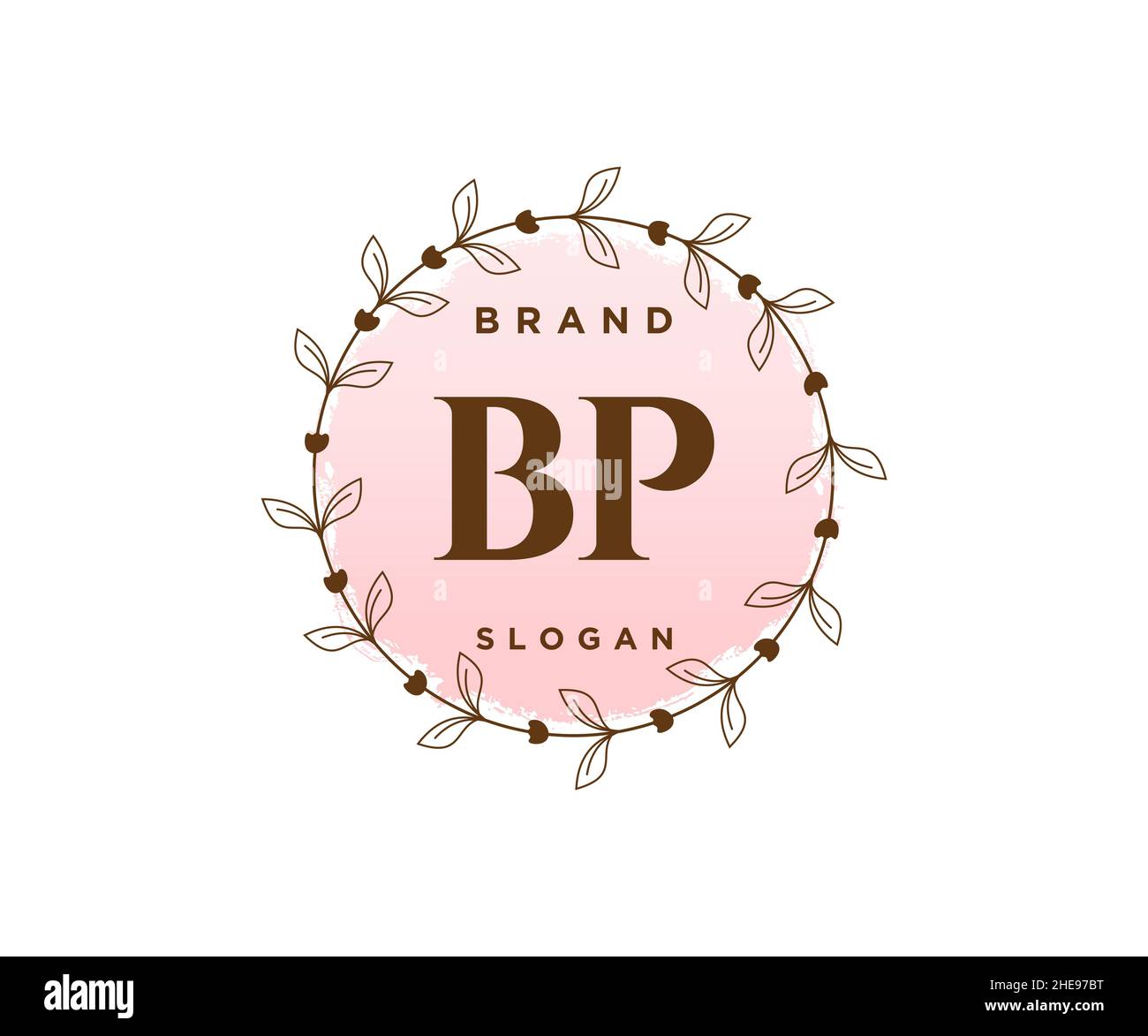 Logo BP féminin.Utilisable pour les logos nature, salon, Spa, cosmétique et Beauté.Elément de modèle de logo Flat Vector. Illustration de Vecteur