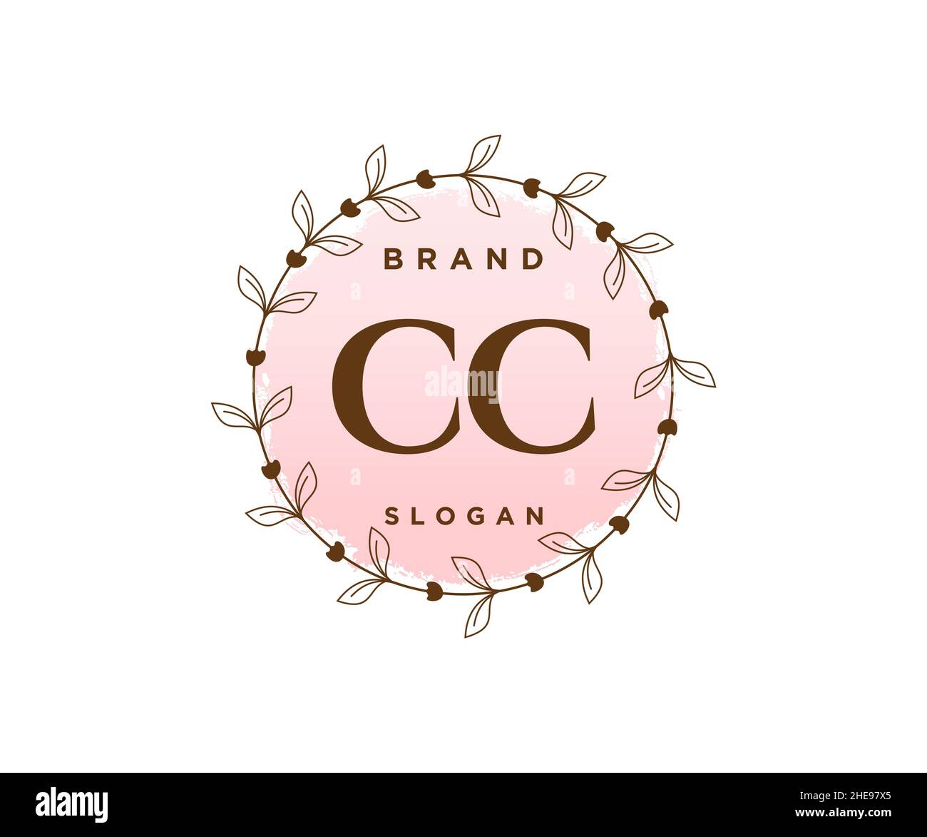 LOGO CC féminin.Utilisable pour les logos nature, salon, Spa, cosmétique et Beauté.Elément de modèle de logo Flat Vector. Illustration de Vecteur