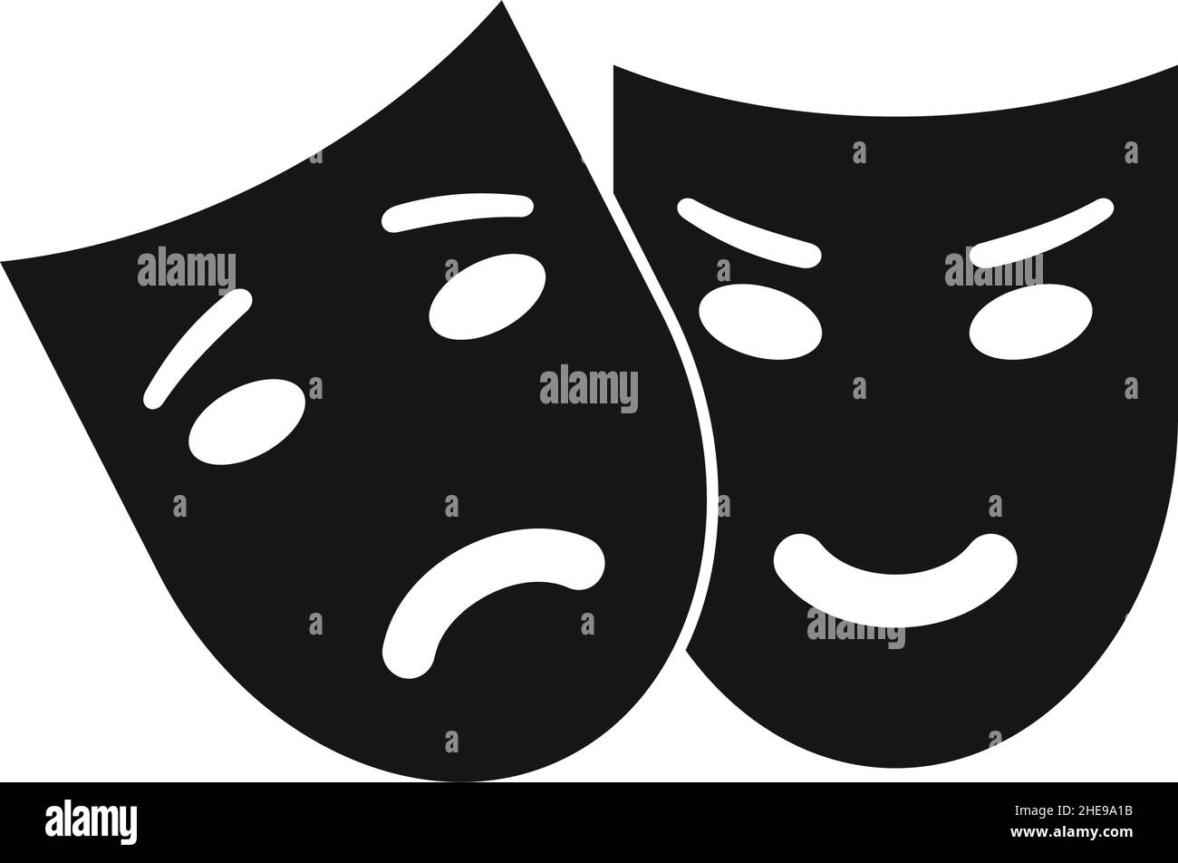 Vector masques de théâtre noir simple icône isolée sur blanc Illustration de Vecteur