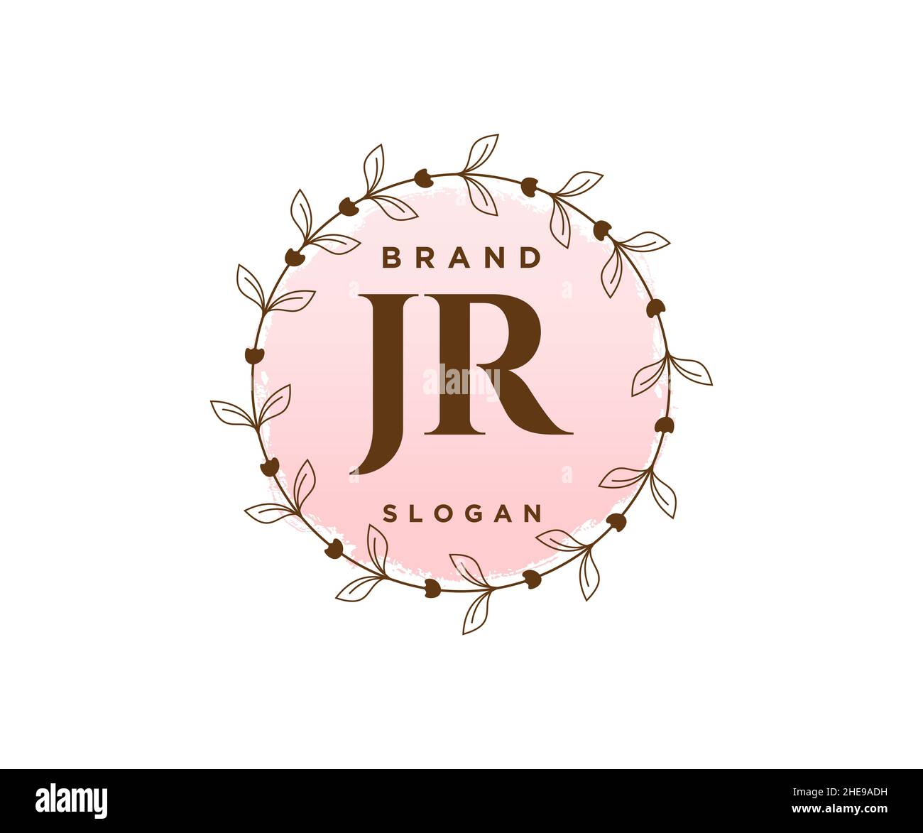 Logo JR féminin.Utilisable pour les logos nature, salon, Spa, cosmétique et Beauté.Elément de modèle de logo Flat Vector. Illustration de Vecteur