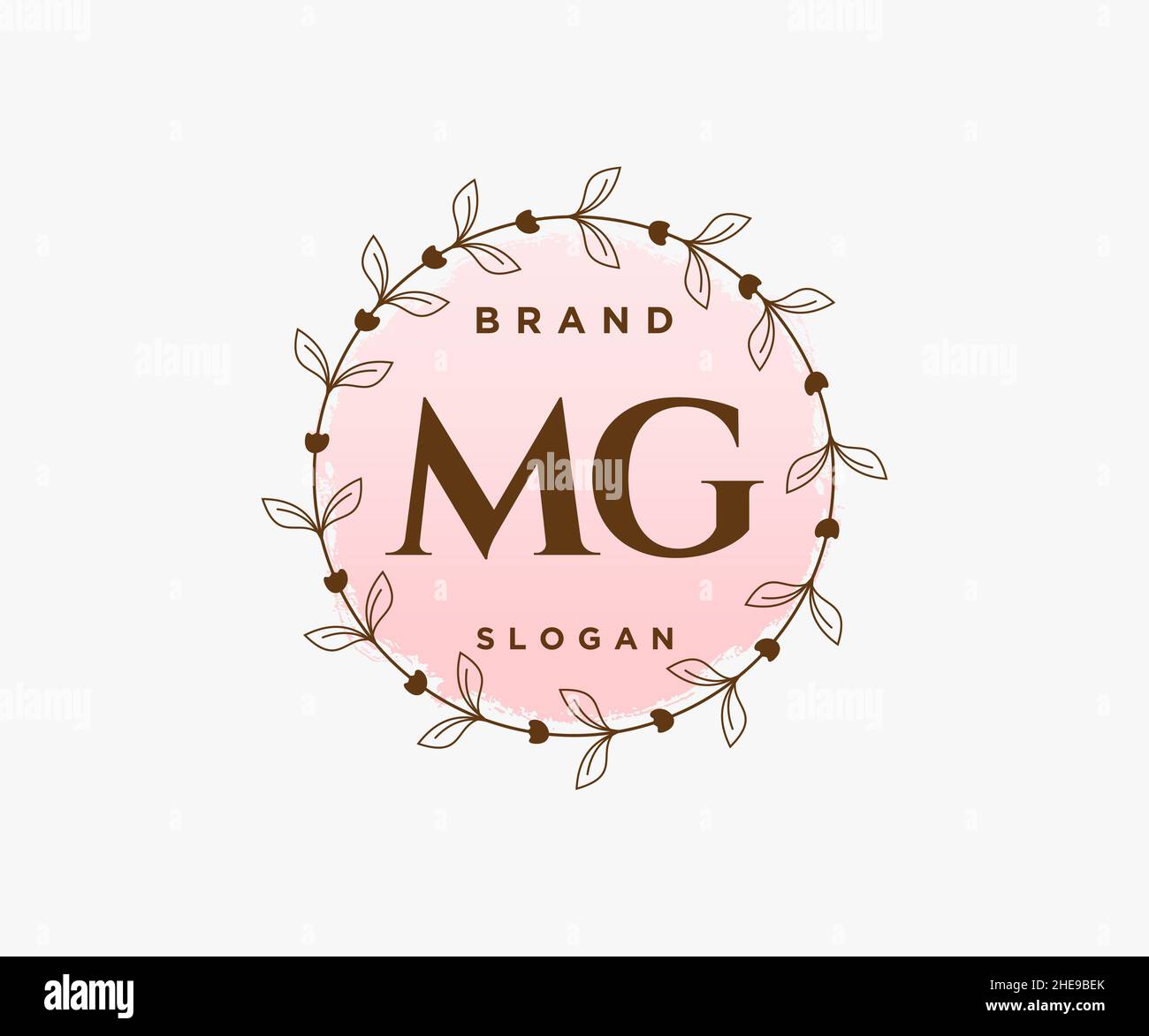 LOGO FÉMININ MG.Utilisable pour les logos nature, salon, Spa, cosmétique et Beauté.Elément de modèle de logo Flat Vector. Illustration de Vecteur