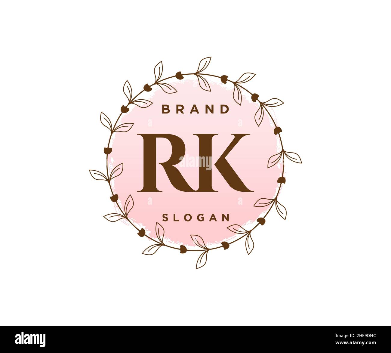 Logo RK féminin.Utilisable pour les logos nature, salon, Spa, cosmétique et Beauté.Elément de modèle de logo Flat Vector. Illustration de Vecteur