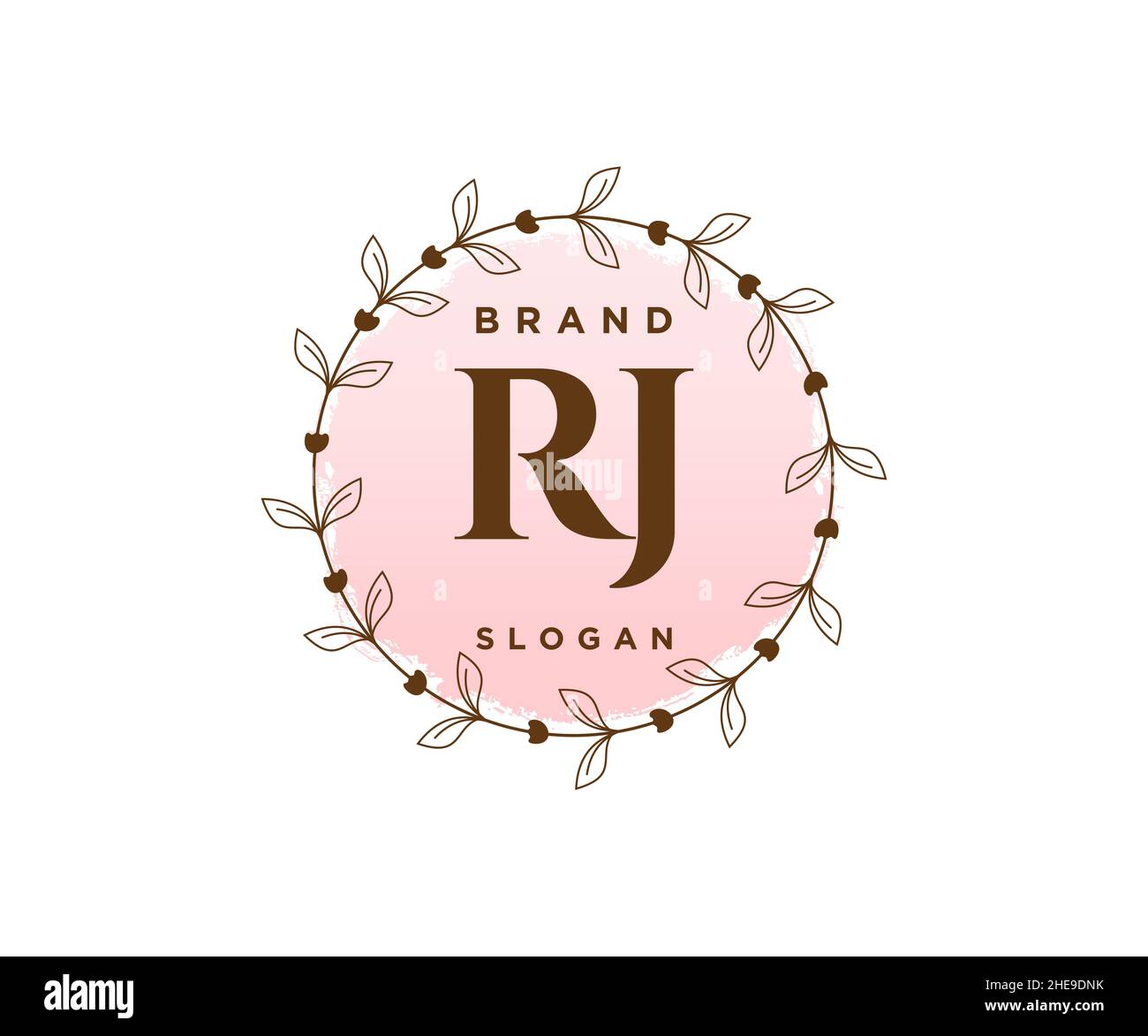 Logo RJ féminin.Utilisable pour les logos nature, salon, Spa, cosmétique et Beauté.Elément de modèle de logo Flat Vector. Illustration de Vecteur