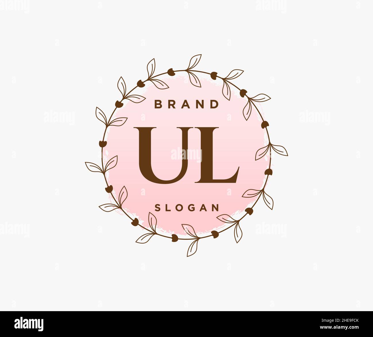 Logo UL féminin.Utilisable pour les logos nature, salon, Spa, cosmétique et Beauté.Elément de modèle de logo Flat Vector. Illustration de Vecteur