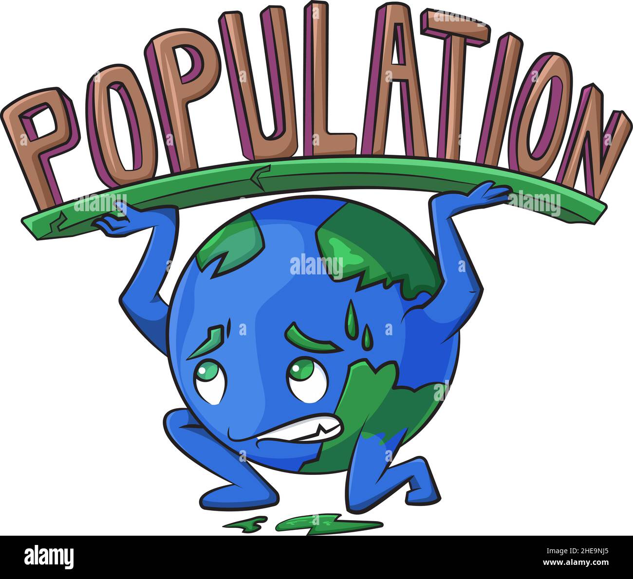 Illustration vectorielle d'une Terre trop peuplée Illustration de Vecteur