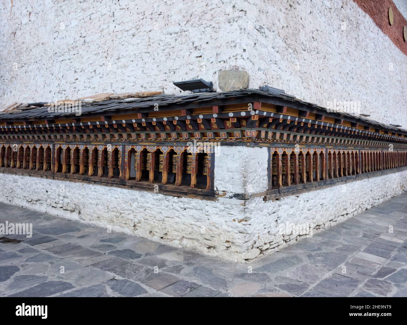 Roues de prière à Changangkha Lhakhang, Thimphu, Bhoutan Banque D'Images