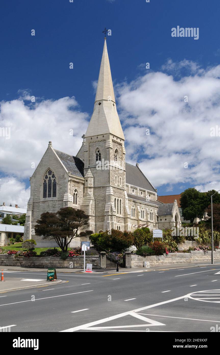 Église Saint-Luc, Otago fut le premier à être construit à partir de la pierre d'Oamaru. Il a été érigé de 1866 à 1913 et est un lieu historique de catégorie 1. Banque D'Images