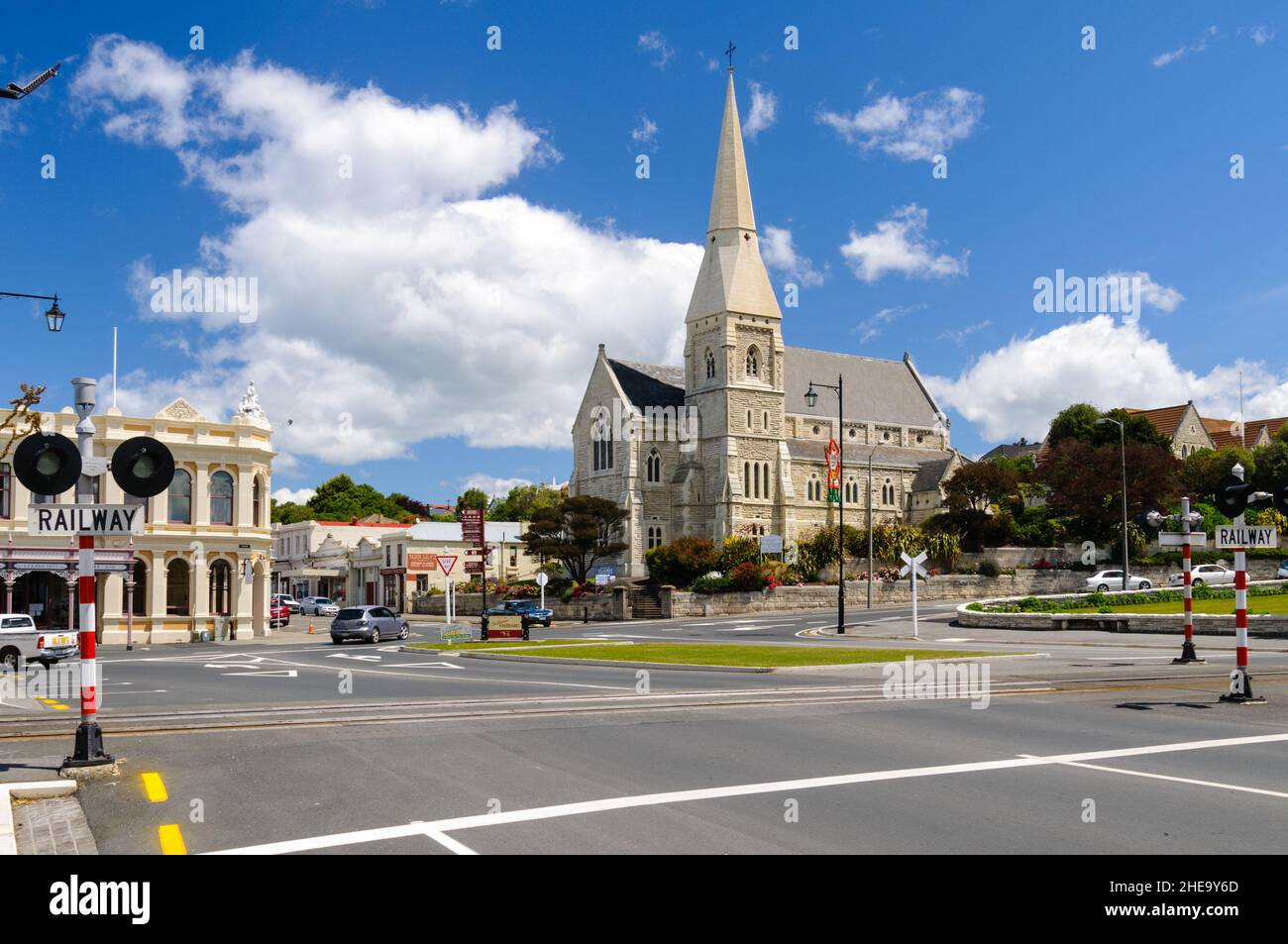 Église Saint-Luc, Otago fut le premier à être construit à partir de la pierre d'Oamaru. Il a été érigé de 1866 à 1913 et est un lieu historique de catégorie 1. Banque D'Images
