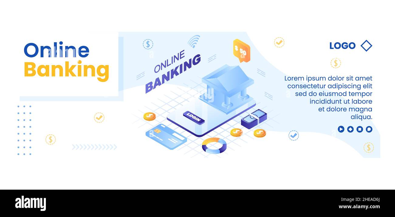 Application E-Banking en ligne, porte-monnaie ou modèle d'affichage de carte de crédit bancaire. Illustration de fond carré modifiable pour les médias sociaux de transfert et de paiement Illustration de Vecteur