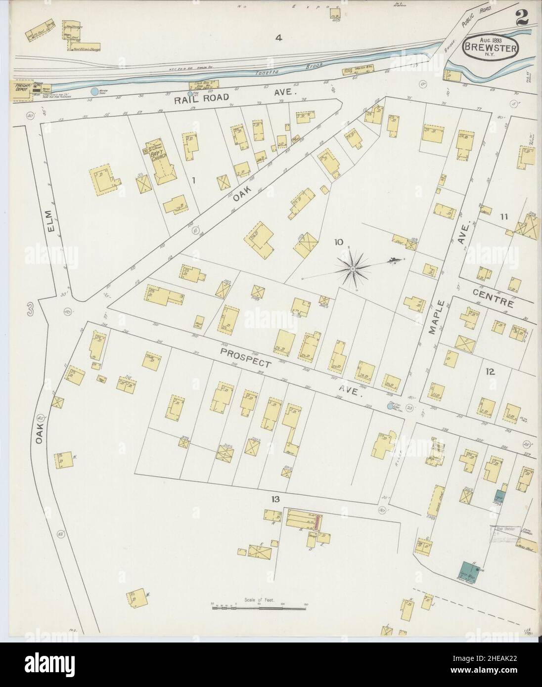 Sanborn carte d'assurance-incendie de Brewster, comté de Putnam, New York. Banque D'Images Sanborn carte d'assurance-incendie de Brewster, comté de Putnam, New York. Banque D'Images