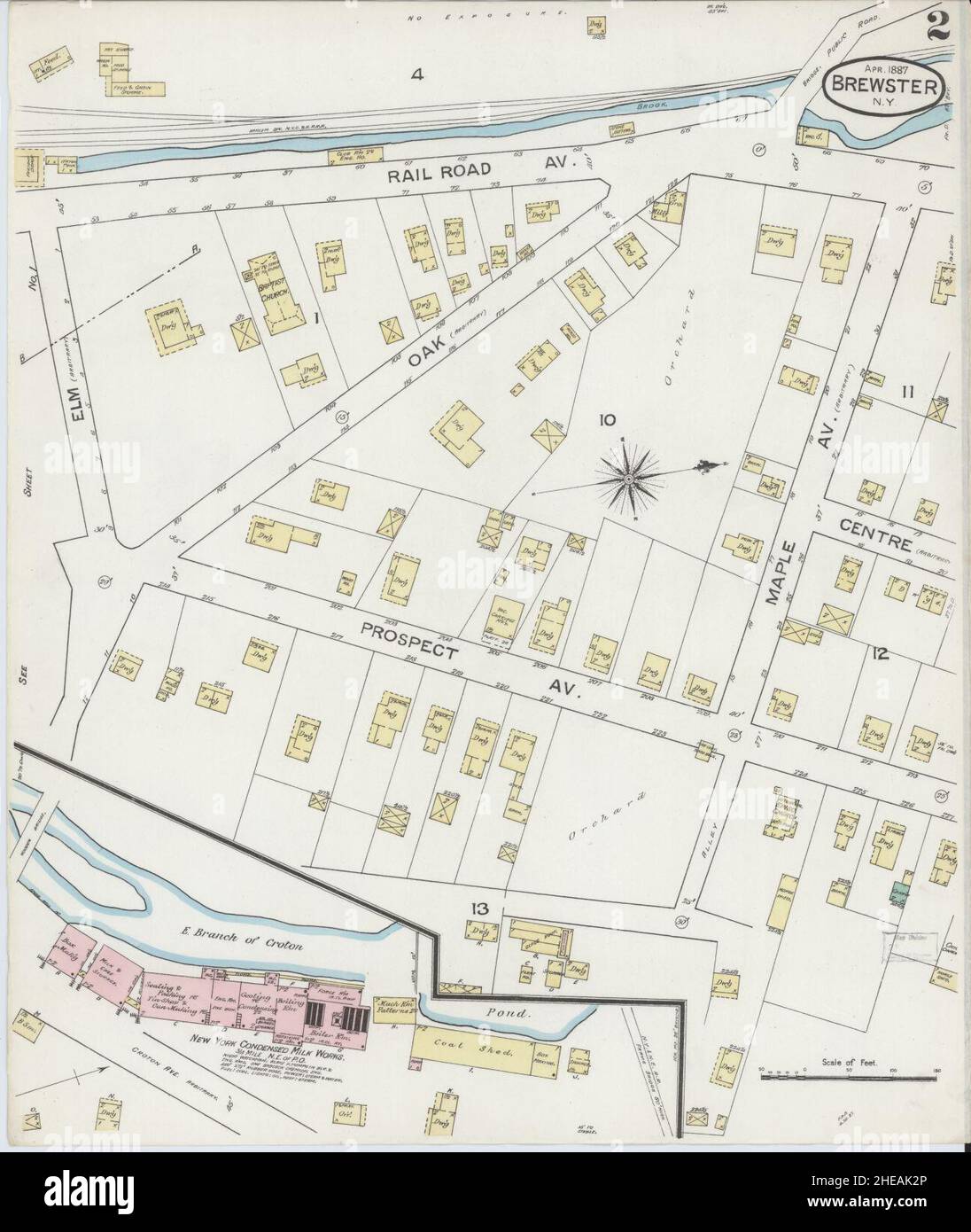 Sanborn carte d'assurance-incendie de Brewster, comté de Putnam, New York. Banque D'Images Sanborn carte d'assurance-incendie de Brewster, comté de Putnam, New York. Banque D'Images