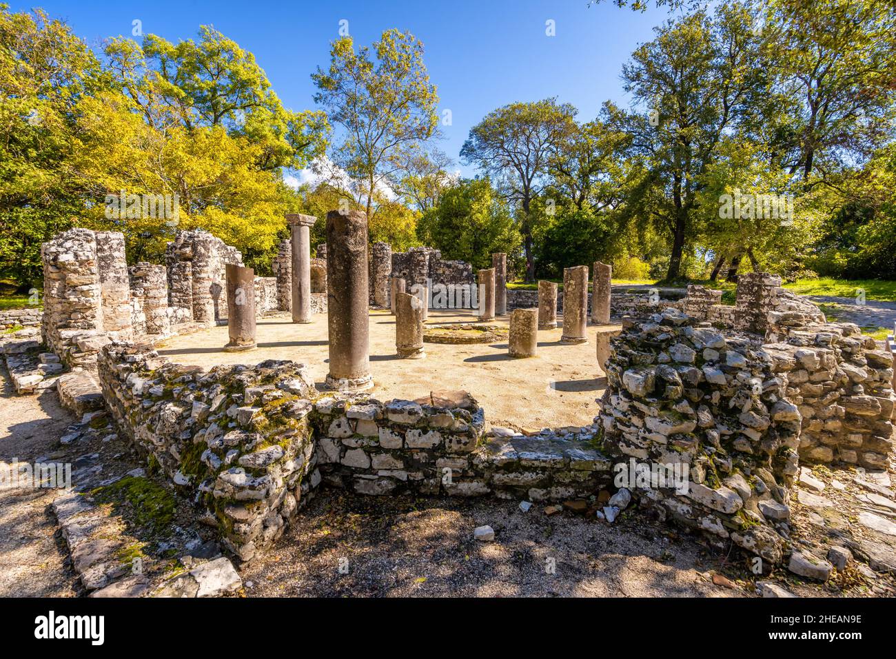 Célèbre colonie romaine situé dans la ville archéologique de Butrint en Albanie Banque D'Images