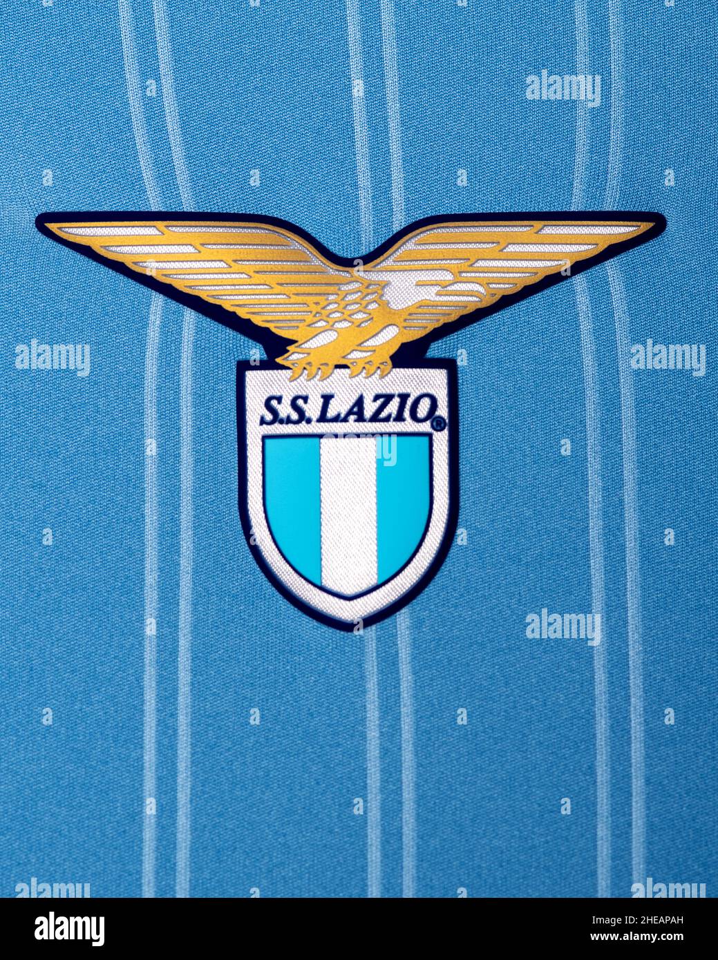 Gros plan du maillot S.S. Lazio Banque D'Images