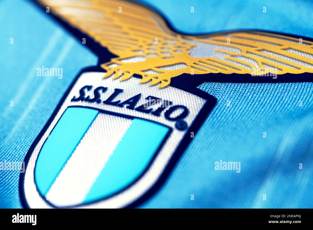 Gros plan du maillot S.S. Lazio Banque D'Images