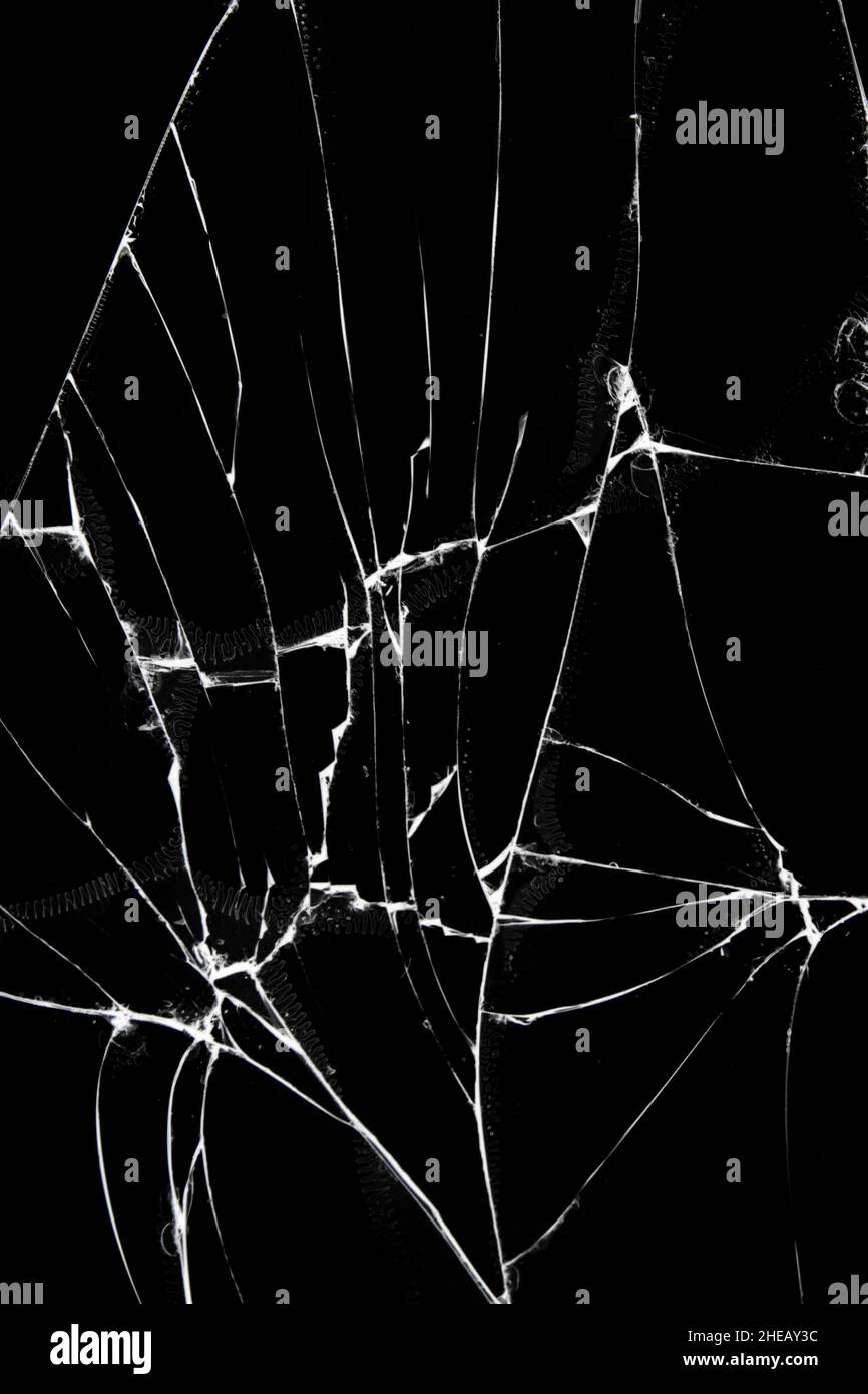 Texture de verre brisée.Résumé de l'écran fissuré smartphone de choc. Banque D'Images