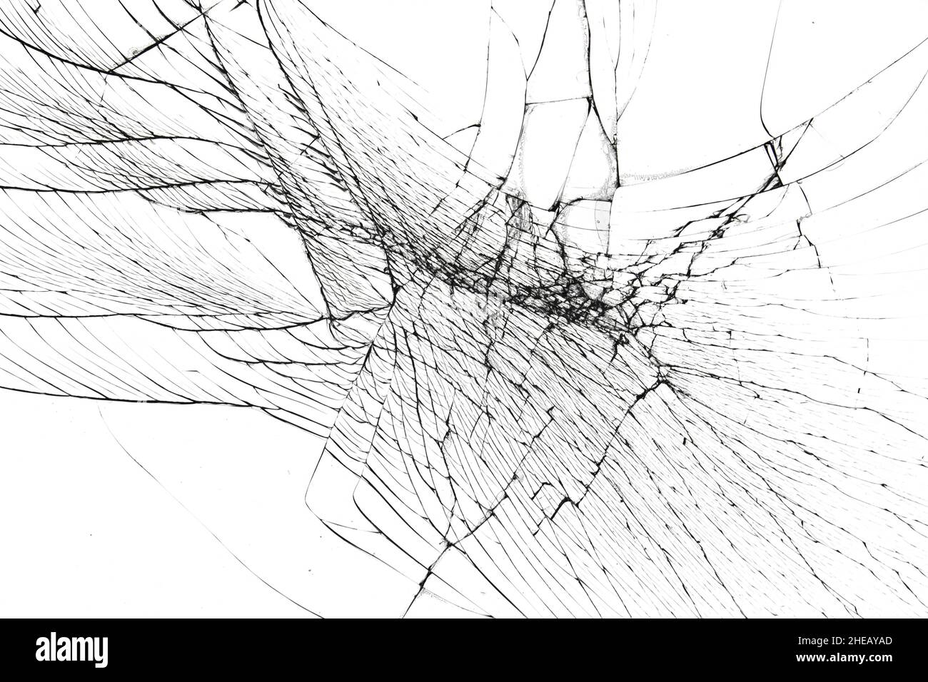 Texture de verre cassé sur l'écran du smartphone.L'effet des fissures sur la vitre de protection. Banque D'Images