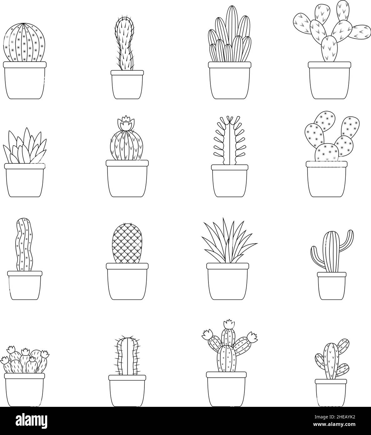 Ensemble de cactus dans les pots, illustration vectorielle Illustration de Vecteur Ensemble de cactus dans les pots, illustration vectorielle Illustration de Vecteur