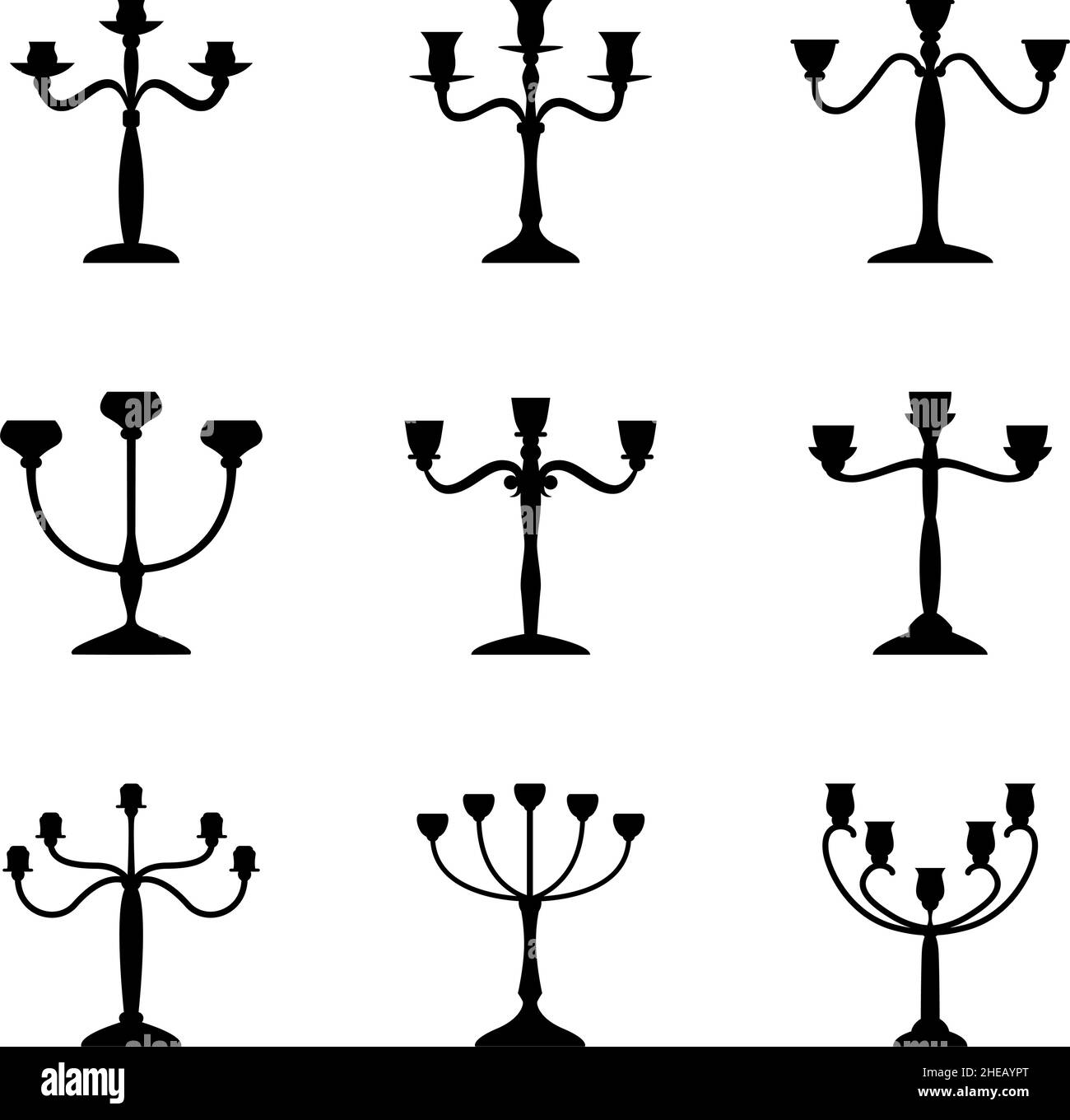 Ensemble de silhouettes de chandeliers, illustration vectorielle Illustration de Vecteur
