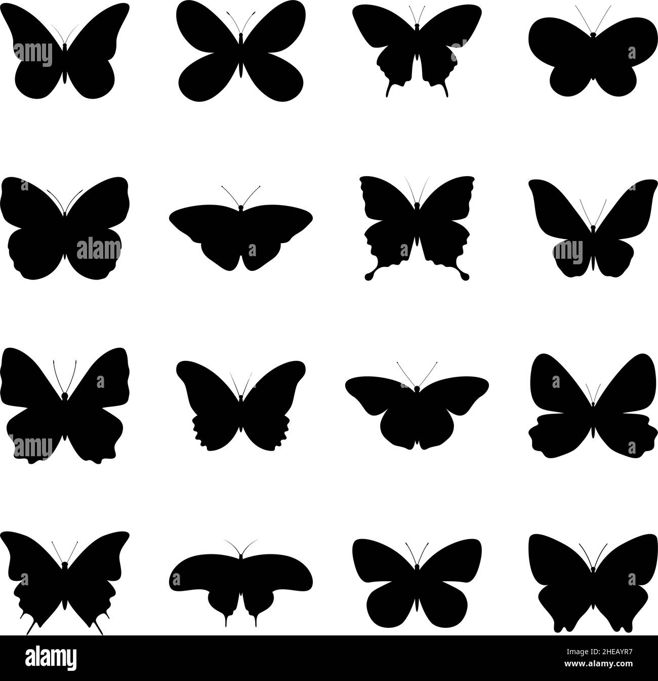 Jeu de silhouettes de papillons, vector illustration Illustration de Vecteur
