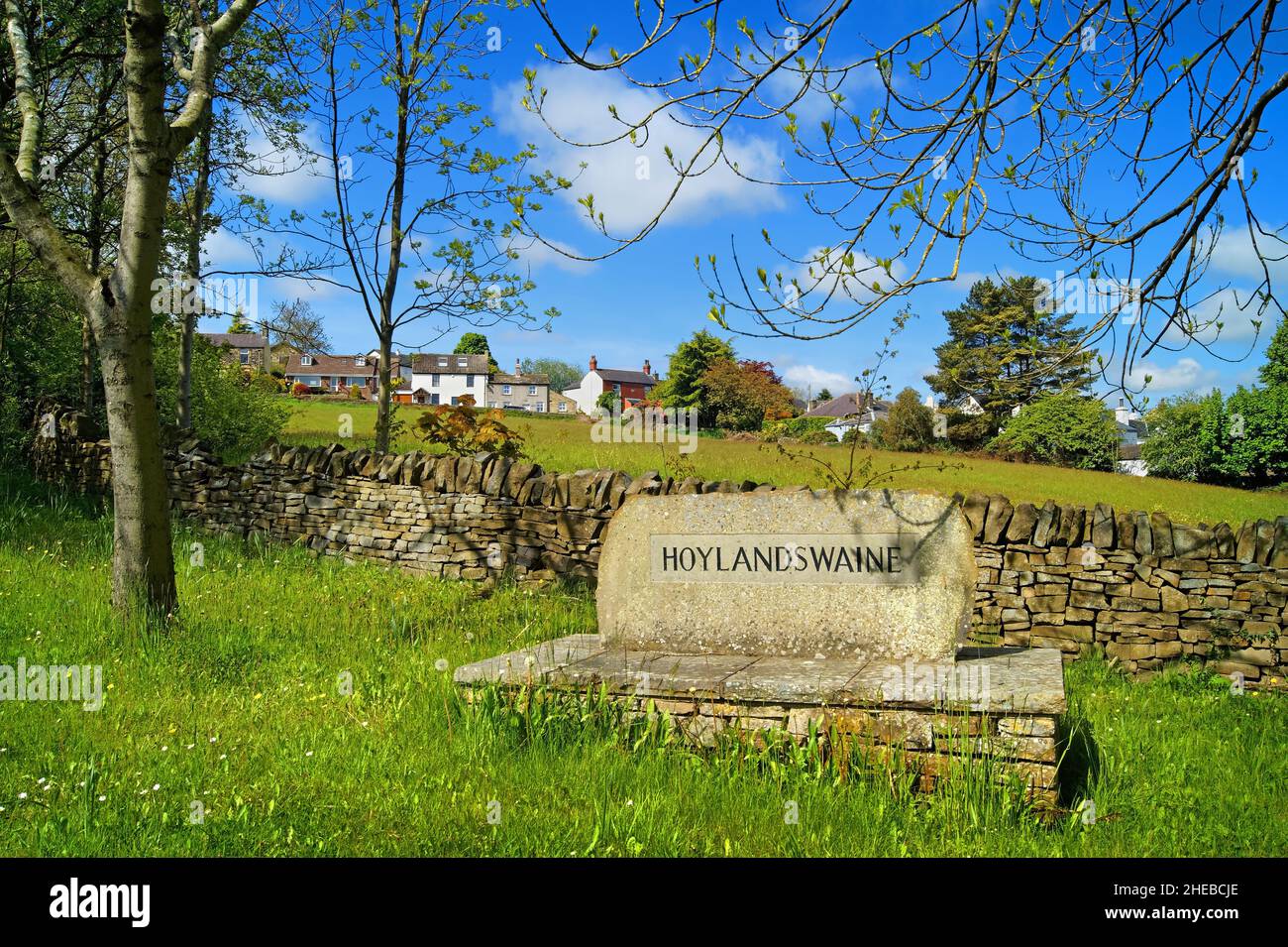 Royaume-Uni, Yorkshire du Sud, Barnsley, panneau en pierre Hoylandswaine Banque D'Images