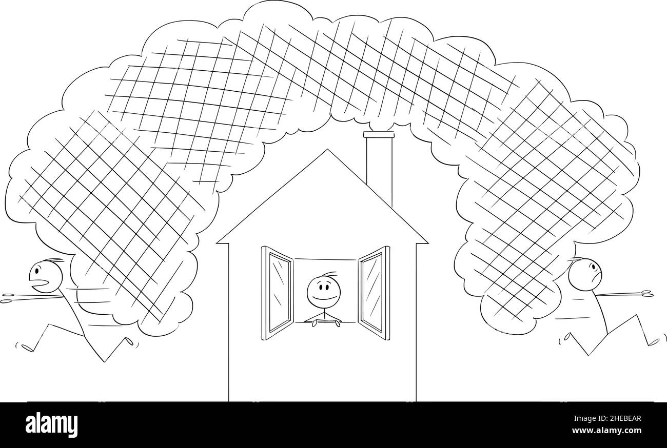 Fumée provenant de cheminée familiale, bâton de dessin animé Illustration Illustration de Vecteur