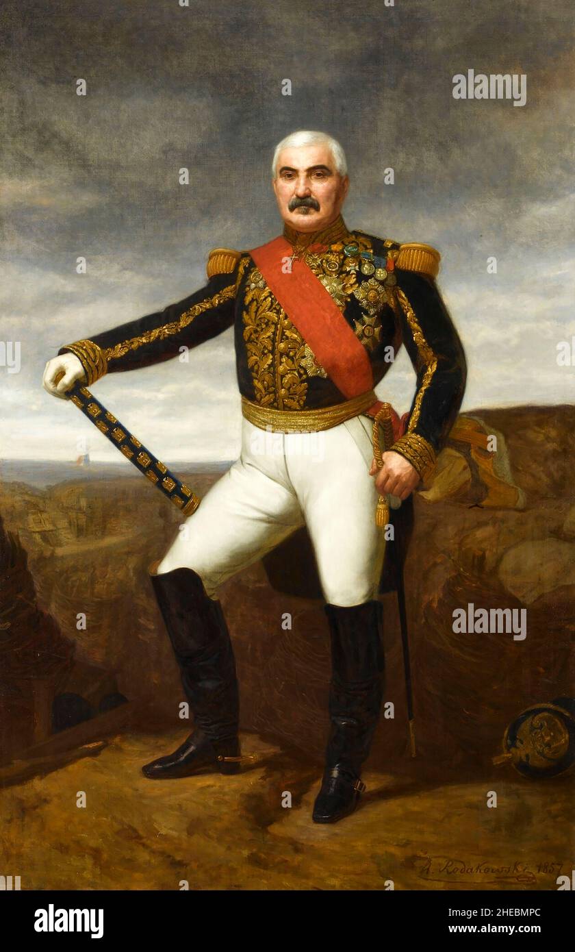 Aimable-Jean-Jacques Pélissier, 1st Duc de Malakoff (6 novembre 1794 – 22 mai 1864), est un maréchal de France.Il a servi en Algérie et ailleurs, et en tant que général, il a commandé les forces françaises dans la guerre de Crimée. Banque D'Images