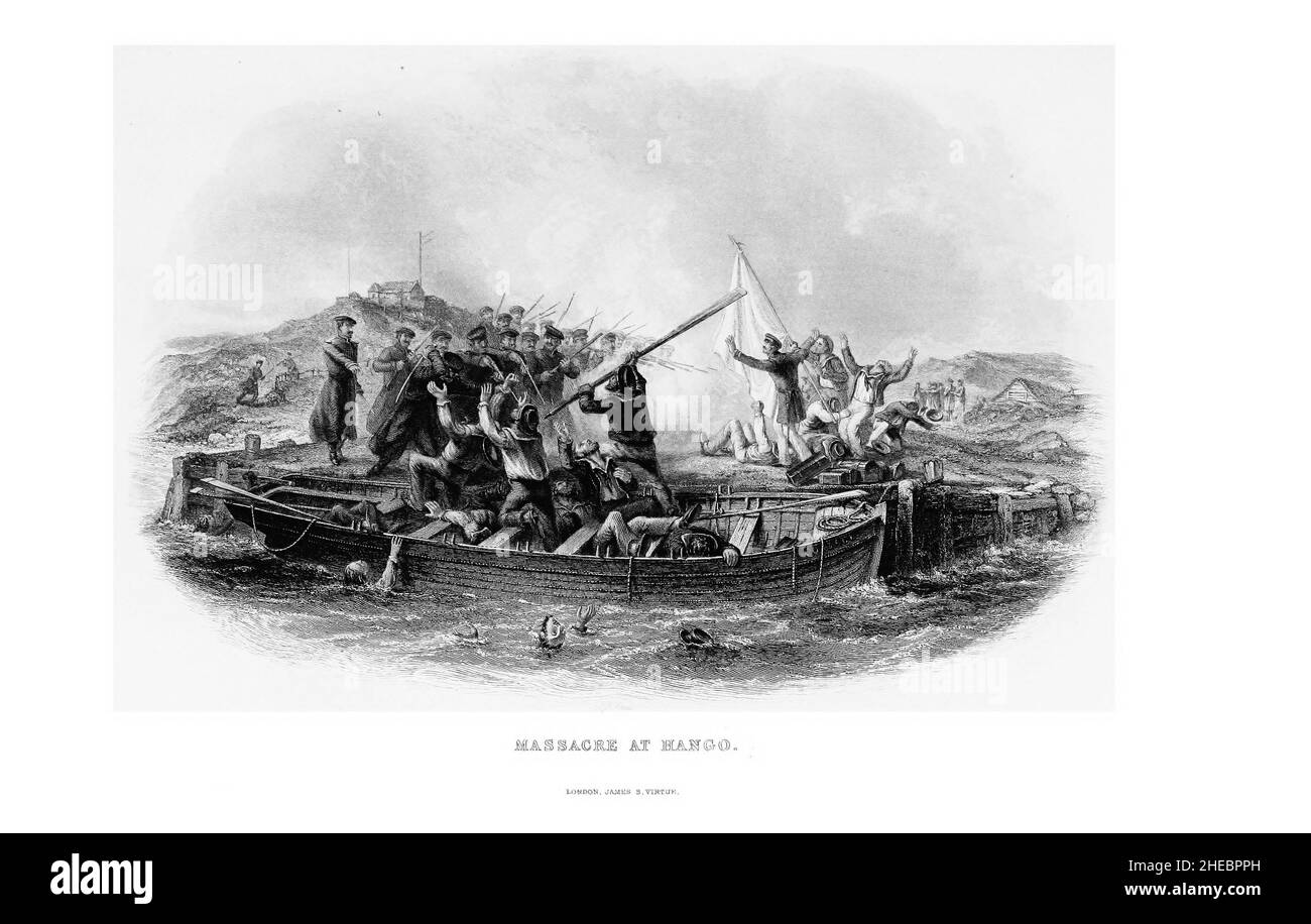 Massacre à Hango tiré du livre The Illustrated History of the War Against Russia (Guerre de Crimée d'octobre 1853 à février 1856) d'Edward Henry Nolan, publié en 1857 Banque D'Images