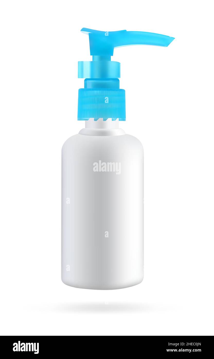 Flacon cosmétique avec distributeur de savon et de cosmétiques.Maquette d'emballage pour liquides.Illustration de Vector 3D Illustration de Vecteur