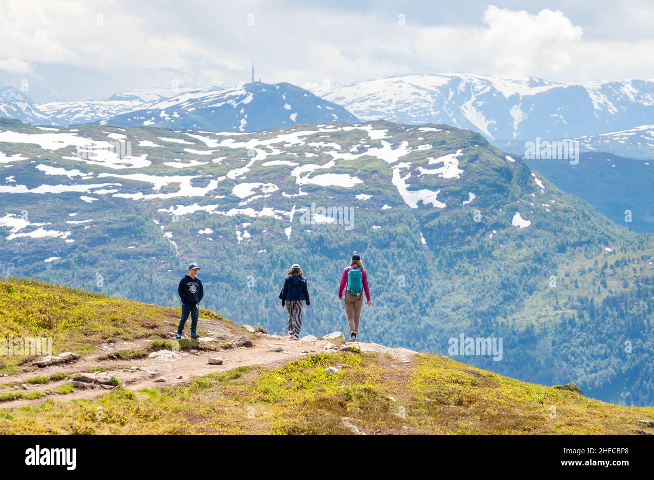 Randonnée sur le mont Molden, Lustafjord, Norvège Banque D'Images