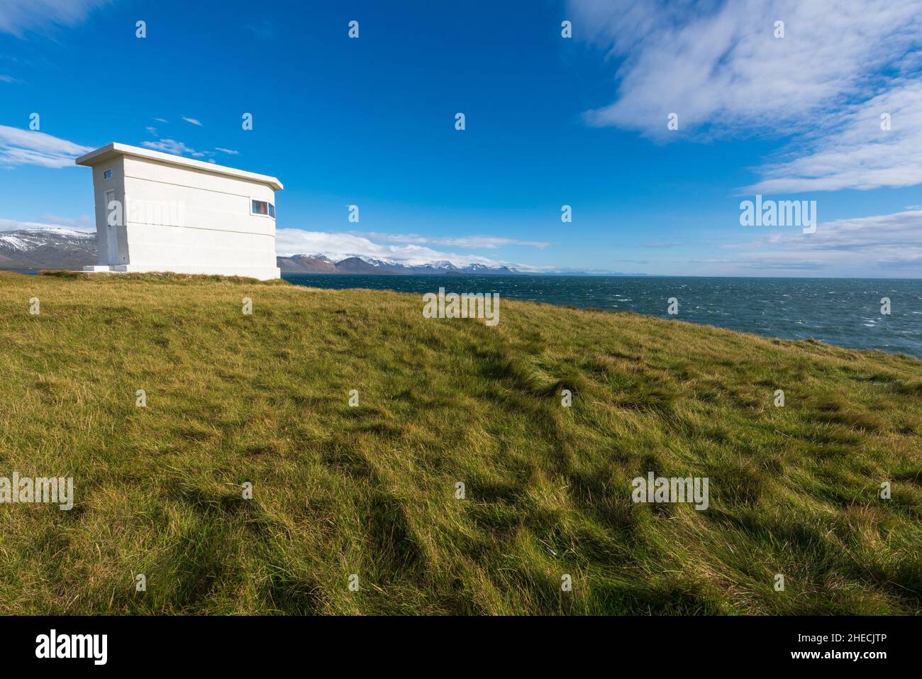 Islande, région de Vesturland, péninsule de Snaefellsnes, Arnarstapi, phare Banque D'Images