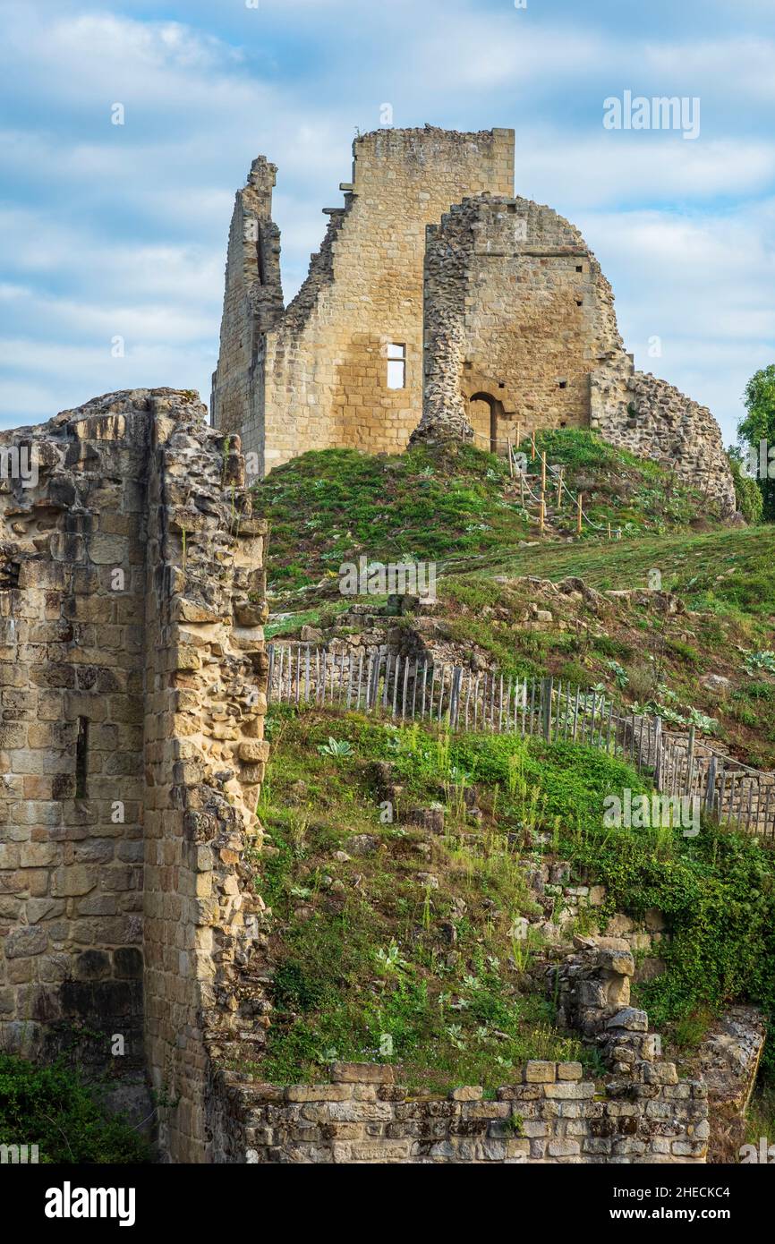 France, Creuse, Crozant, ruines du château médiéval sur la via Lemovicensis ou Vezelay, l'une des voies principales vers Saint-Jacques-de-Compostelle Banque D'Images
